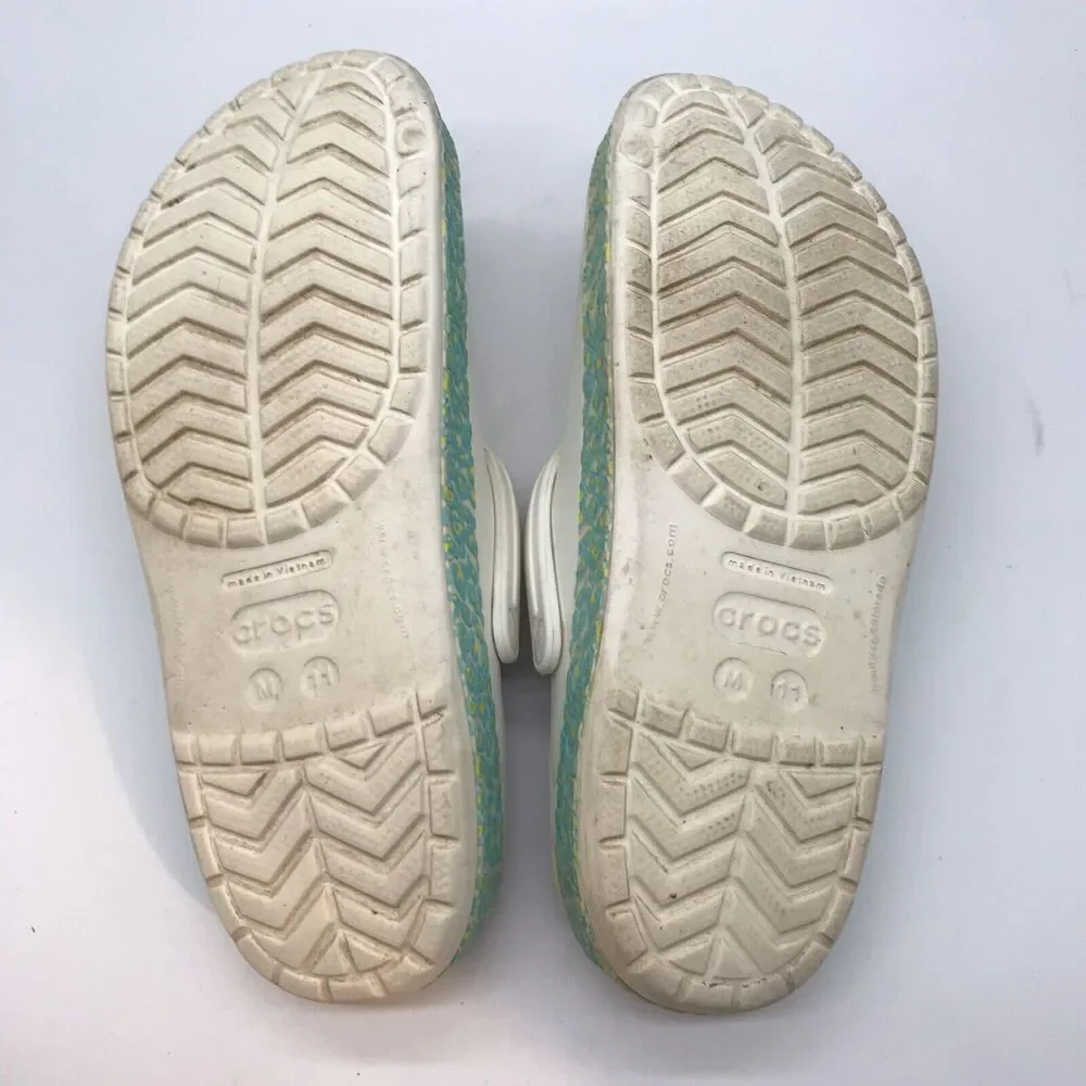 Crocs Platform Clogs White Men's 11 Nurse Medical Work Shoes No Vent Back Strap